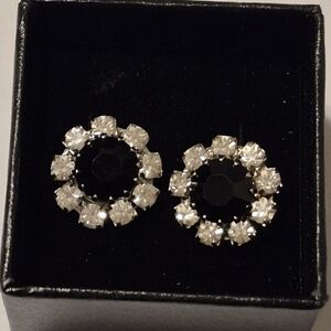 Elegant Black and Silver Stud Earrings